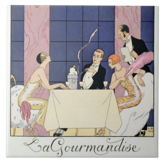 The Gourmands, 1920-30 (pochoir print) Tegeltje (Voorkant)