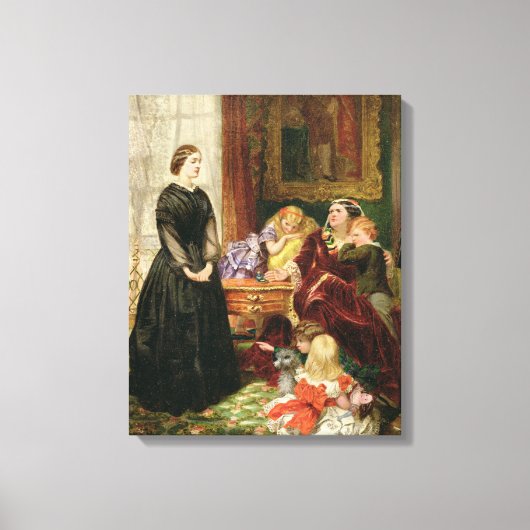 The Governess, 1860 (olie op canvas) Canvas Afdruk (Voorkant)