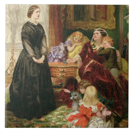 The Governess, 1860 (olie op canvas) Tegeltje (Voorkant)