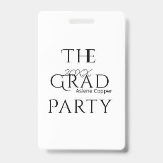 The grad party name 20XX bold letter graduatsimple Badge