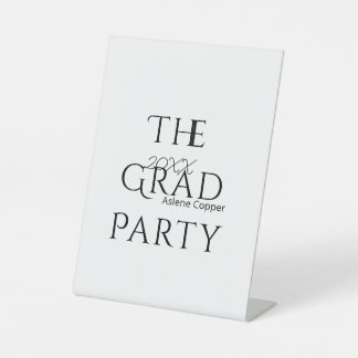 The grad party name 20XX bold letter graduatsimple Reclamebord Met Voetstuk