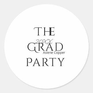 The grad party name 20XX bold letter graduatsimple Ronde Sticker