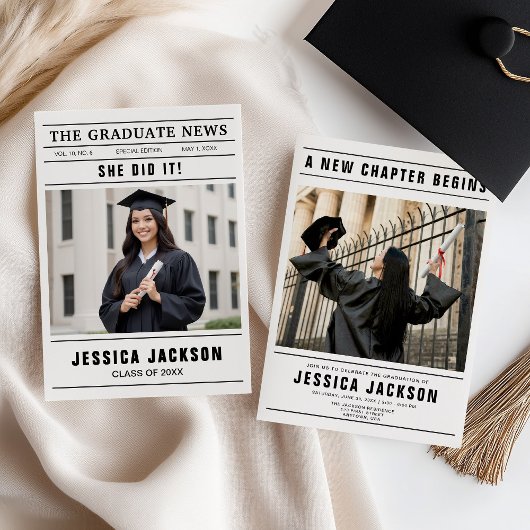 The Graduate News Krant Sjabloon Multi-Foto 