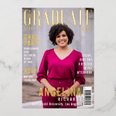 The Graduate Trendy Magazine Cover Grad Party Folie Uitnodiging (Voorkant)