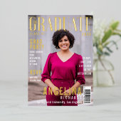 The Graduate Trendy Magazine Cover Grad Party Folie Uitnodiging (Staand Voorkant)