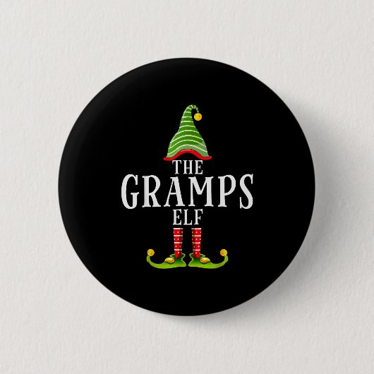 The Gramps Elf Funny Matching Pajama Xmas Ronde Button 5,7 Cm (Voorkant)