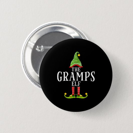 The Gramps Elf Funny Matching Pajama Xmas  Ronde Button 5,7 Cm (Voorkant /achterkant)