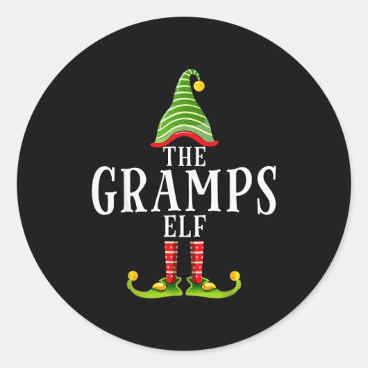 The Gramps Elf Funny Matching Pajama Xmas  Ronde Sticker (Voorkant)