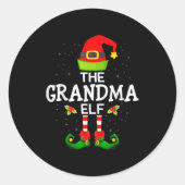 The Grandma Elf Christmas Family Matching Pajama  Ronde Sticker (Voorkant)