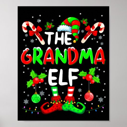 The Grandma Elf Costume Pajamas Pjs Christmas Xmas Poster (Voorkant)