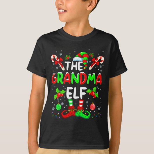 The Grandma Elf Costume Pajamas Pjs Christmas Xmas T-shirt (Voorkant)