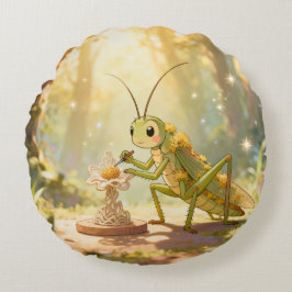 The Grasshopper and the Nectar Artwork.1 Rond Kussen