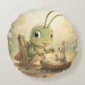 The Grasshopper and the Nectar Artwork.3 Rond Kussen (Achterkant)