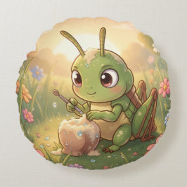 The Grasshopper and the Nectar Artwork.6 Rond Kussen
