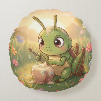 The Grasshopper and the Nectar Artwork.6 Rond Kussen