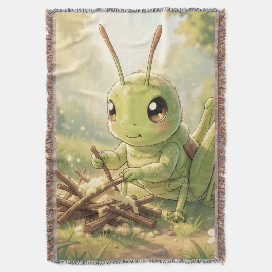 The Grasshopper and the Nectar Artwork Deken (Voorkant Verticaal)