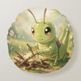 The Grasshopper and the Nectar Artwork Rond Kussen