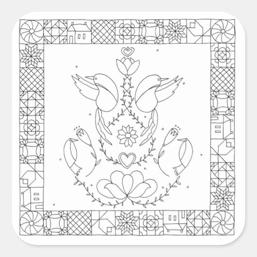 The Grasshopper - Sarah Fielke BOM 2018 Vierkante Sticker (Voorkant)