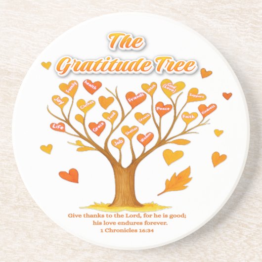 The Gratitude Tree Sandstone Coaster Zandsteen Onderzetter (Voorkant)