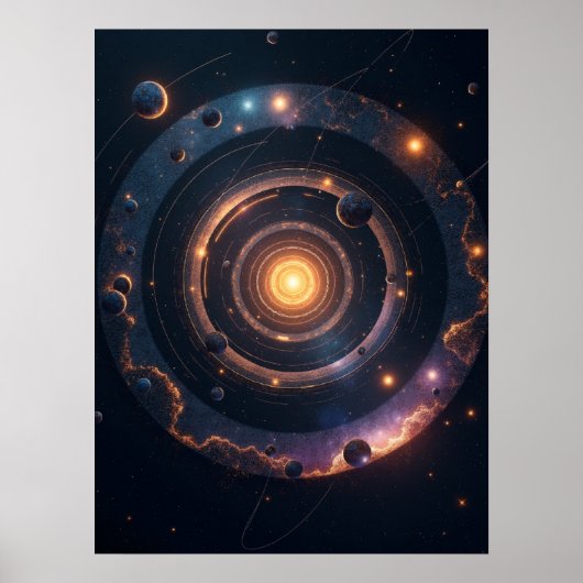 The Gravity of Shapes – Cosmic Geometric Abstract Poster (Voorkant)