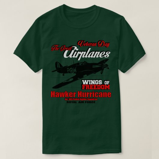 The Great Airplanes Hawker Hurricane 1 T-shirt (Design voorkant)
