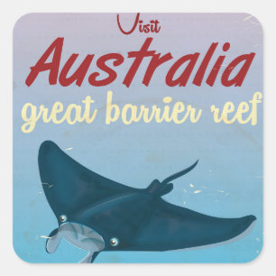 The Great Barrier Reef, Australia Travel poster Vierkante Sticker