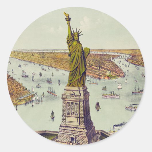 The Great Bartholdi Statue, Statue of Liberty Ronde Sticker (Voorkant)
