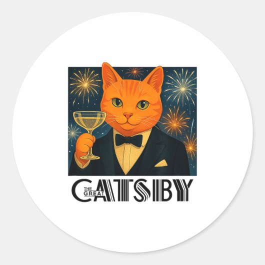 The Great Catsby – Funny Retro Cat Parody Ronde Sticker (Voorkant)