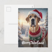 The Great Dane Dog Merry Woofmas  Feestdagenkaart (Voorkant / Achterkant)