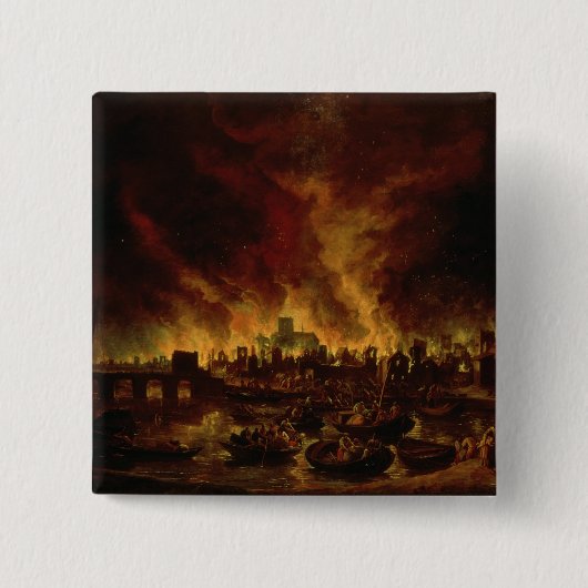 The Great Fire of London in 1666 Vierkante Button 5,1 Cm (Voorkant)