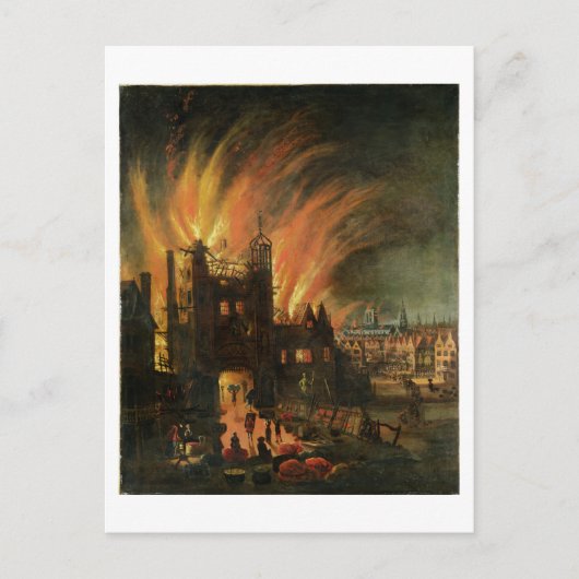 The Great Fire of London (september 1666) met Lud Briefkaart (Voorkant)