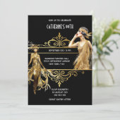 The Great Gatsby 1920's zwart gouden verjaardag Kaart (Staand voorkant)