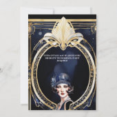 The Great Gatsby blauw goud flapper meisje 1920's Kaart (Achterkant)