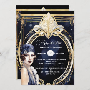 The Great Gatsby blauw goud flapper meisje 1920's Kaart