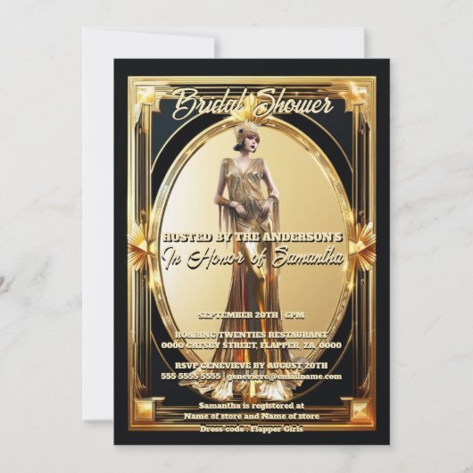The Great Gatsby flapper meisje retro gouden lijst Kaart (Voorkant)