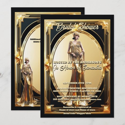 The Great Gatsby flapper meisje retro gouden lijst Kaart (Voorkant / Achterkant)