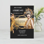 The Great Gatsby flapper meisjes zwart gouden verj Kaart (Staand voorkant)