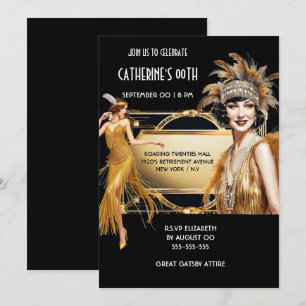 The Great Gatsby flapper meisjes zwart gouden verj Kaart