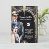 The Great Gatsby Gold Black Flapper man uit de jar Kaart (Staand voorkant)