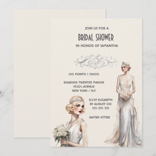 The Great Gatsby vrijgezellenfeest bruid ivoor wit Kaart (Voorkant / Achterkant)