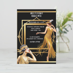 The Great Gatsby zwart goud flapper meisjes art de Kaart