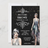 The Great Gatsby zwarte zilveren flappers art deco Kaart (Voorkant)