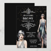 The Great Gatsby zwarte zilveren flappers art deco Kaart (Voorkant / Achterkant)