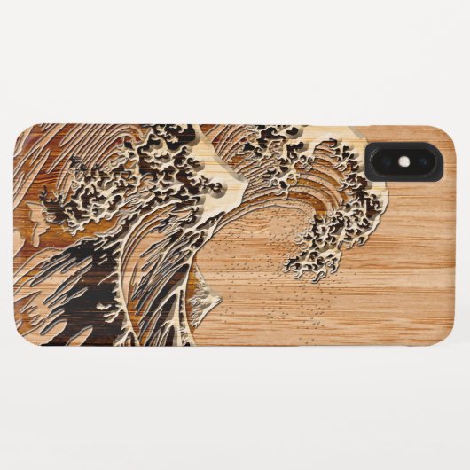 The Great Hokusai Wave Bamboo Wood Inlay Style Case-Mate iPhone Case (Achterkant (horizontaal))