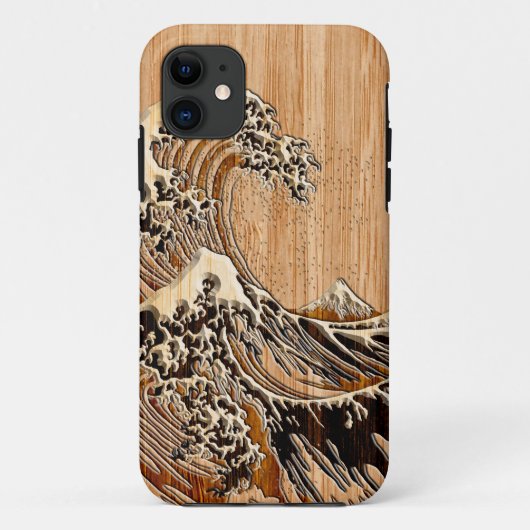 The Great Hokusai Wave Bamboo Wood Inlay Style Case-Mate iPhone Case (Achterkant)