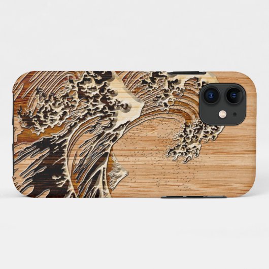 The Great Hokusai Wave Bamboo Wood Inlay Style Case-Mate iPhone Case (Achterkant (horizontaal))