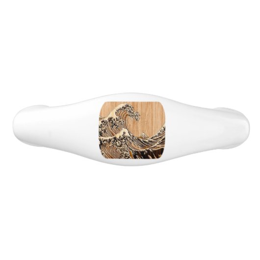 The Great Hokusai Wave Bamboo Wood Inlay Style Keramische Ladegreep (Voorkant)