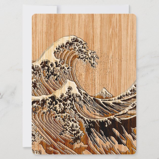 The Great Hokusai Wave Bamboo Wood Style (Voorkant)