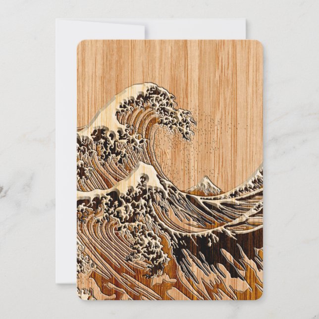 The Great Hokusai Wave Bamboo Wood Style (Voorkant)