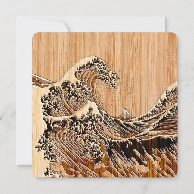 The Great Hokusai Wave Bamboo Wood Style (Voorkant)